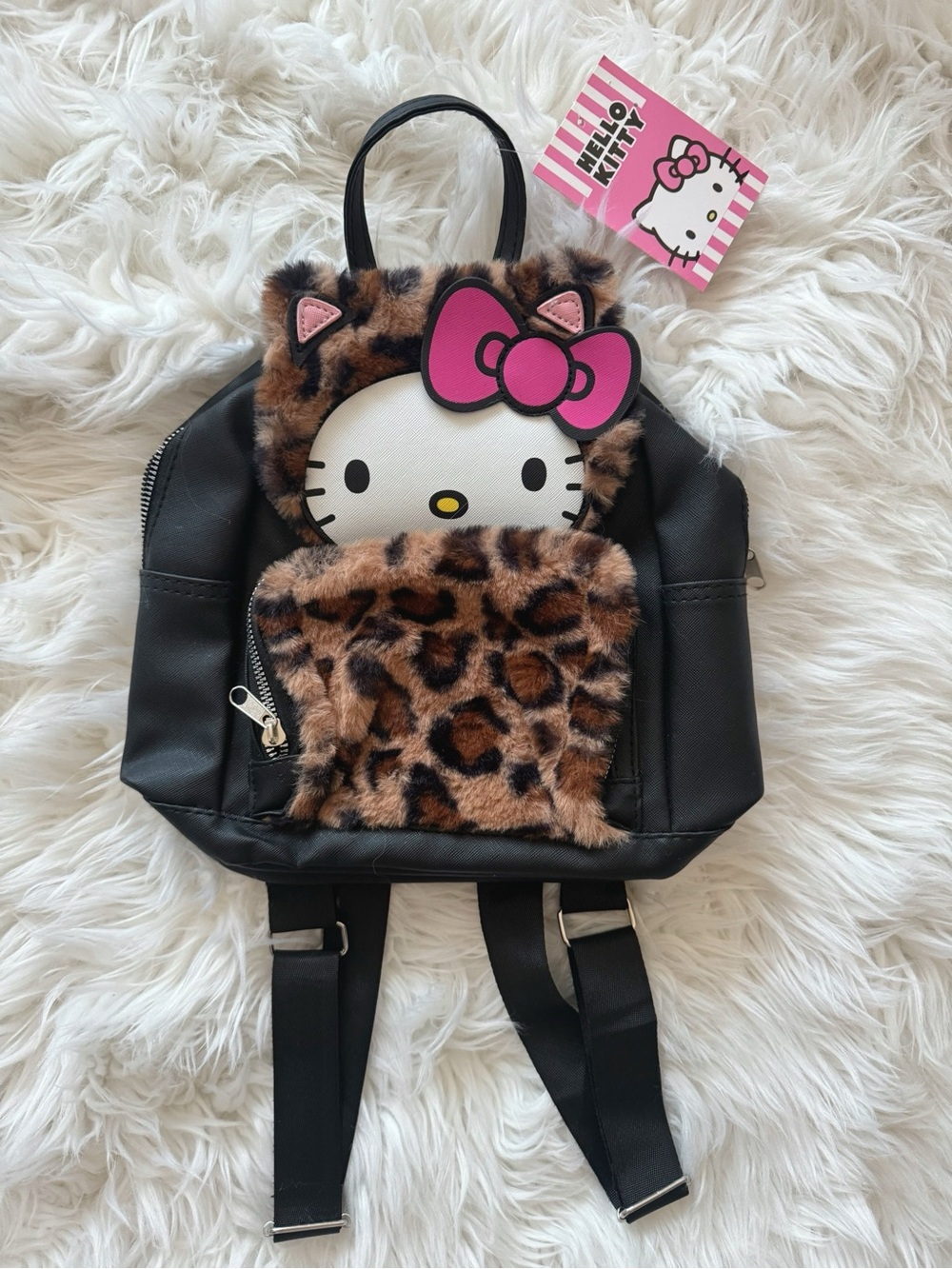 Hello Kitty - Sanrio Leopard Print Faux Fur Mini Backpack!!